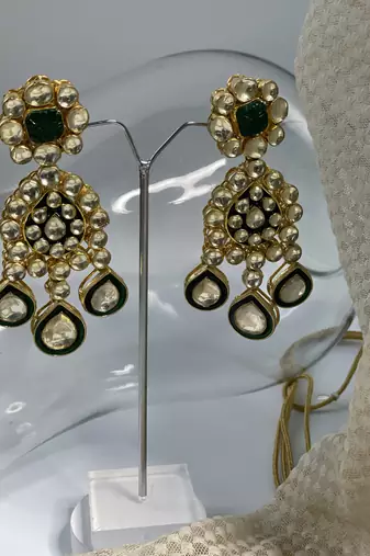 Gold plated Green Kundan necklace set