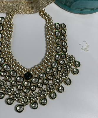 Gold plated Green Kundan necklace set 2