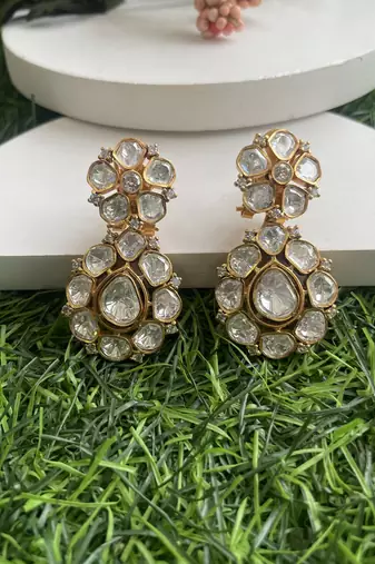 Gold plated kundan earrings