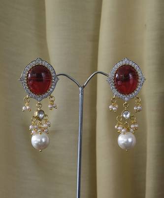 Gold plated Ruby pearl necklace set 2