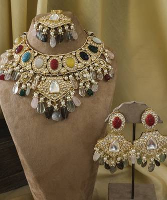 Gold plated multicolor necklace set 1
