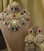 Gold plated multicolor necklace set