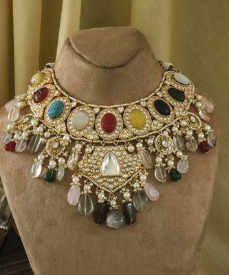Gold plated multicolor necklace set 3