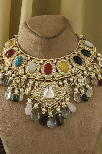 Gold plated multicolor necklace set