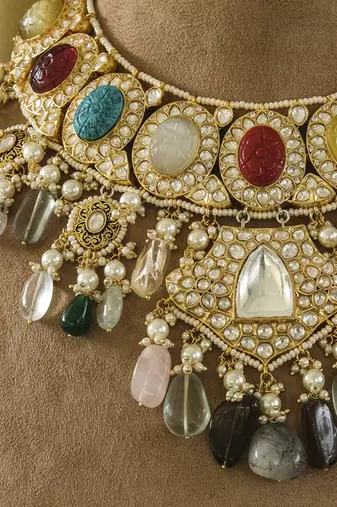 Gold plated multicolor necklace set