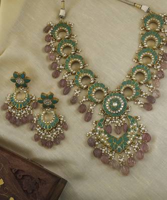Gold plated multicolor necklace set 1
