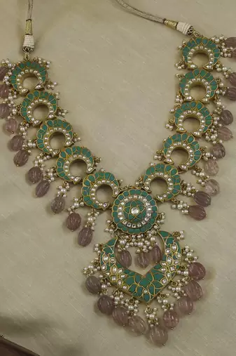 Gold plated multicolor necklace set