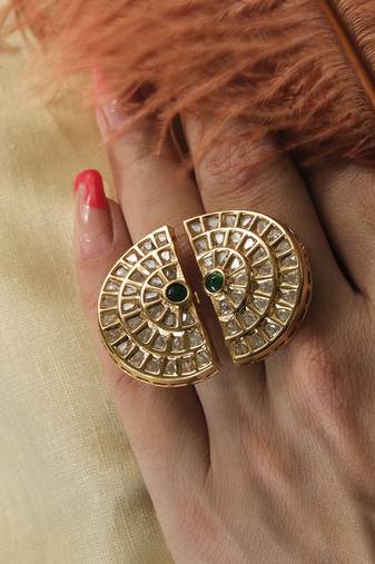 Gold plated Kundan ring