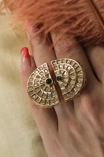 Gold plated Kundan ring