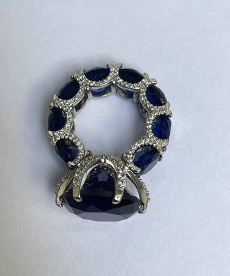 Silver plated blue stone ring 1