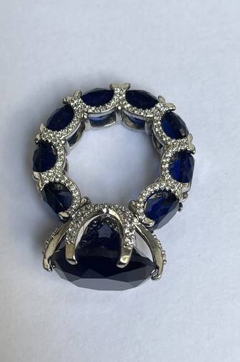 Silver plated blue stone ring