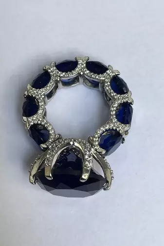 Silver plated blue stone ring