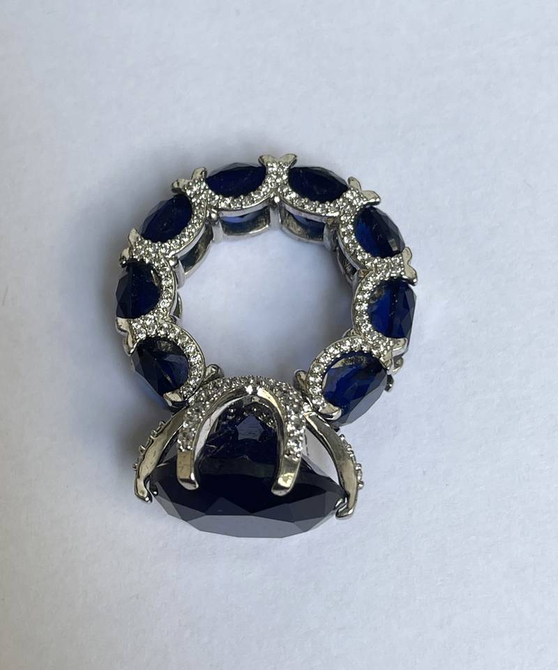Silver plated blue stone ring