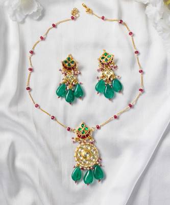 Gold plated blue necklace set 2