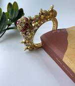 Gold plated pink stone bangle