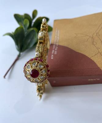 Gold plated pink stone bangle 2