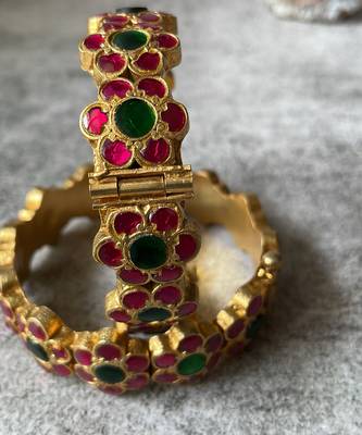 Gold plated Pink stone  bracelet 2
