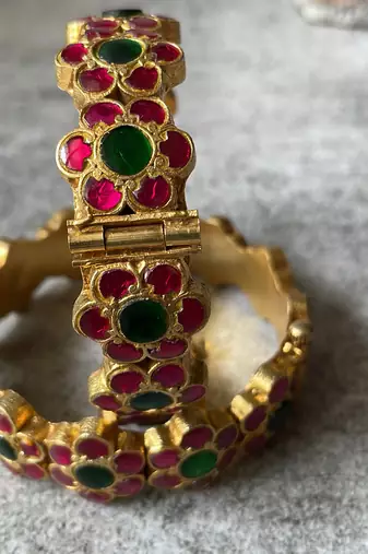 Gold plated Pink stone  bracelet