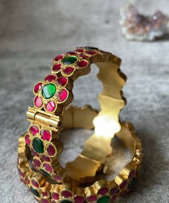 Gold plated Pink stone  bracelet 1