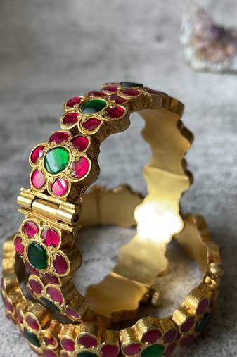 Gold plated Pink stone  bracelet