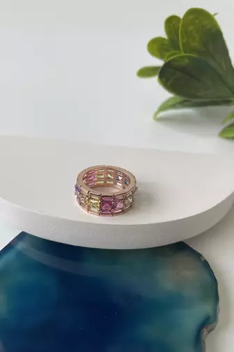 Gold plated multicolor ring