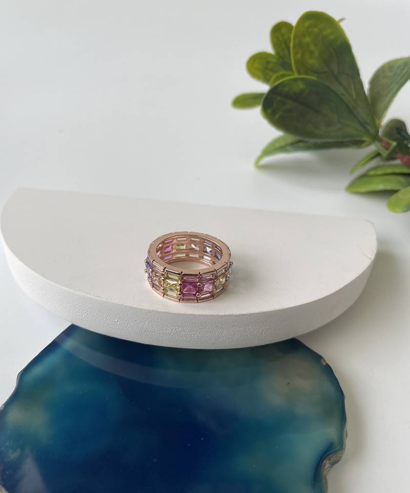 Gold plated multicolor ring