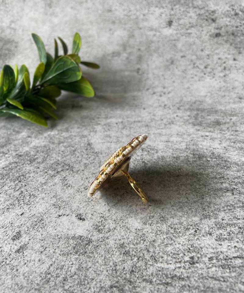 Gold plated multicolor ring