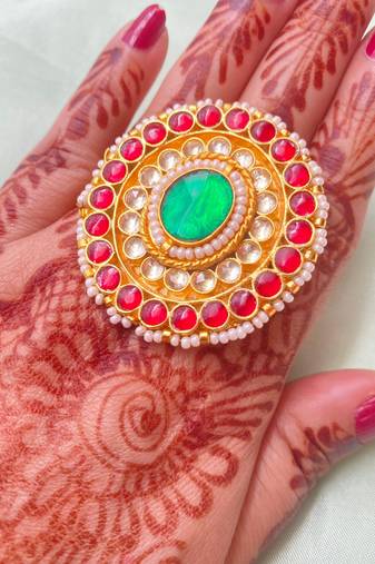Gold plated multicolor ring