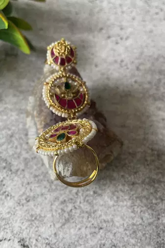 Gold plated multicolor ring