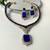 Silver plated blue stone necklace set