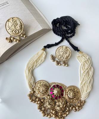Gold plated temple necklace set 1
