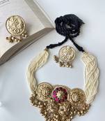 Gold plated temple necklace set