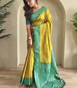 Lime Dual Tone silk blend Saree