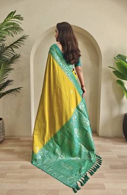 Lime Dual Tone silk blend Saree 4