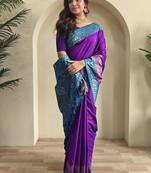 Purple Dual Tone silk blend Saree
