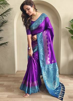 Purple Dual Tone silk blend Saree 2