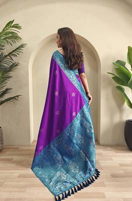 Purple Dual Tone silk blend Saree 3