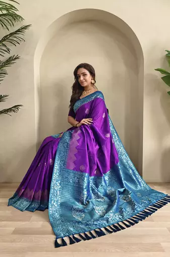 Purple Dual Tone silk blend Saree