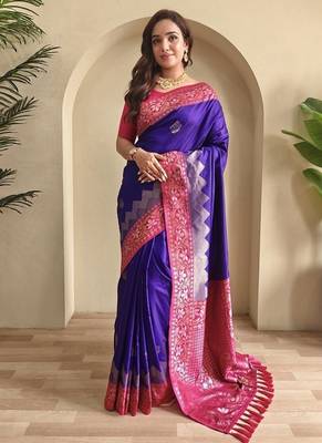 Violet Dual Tone silk blend Saree 1