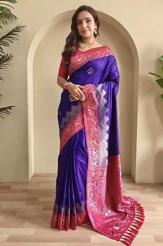 Violet Dual Tone silk blend Saree