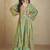 Lime green chinon silk digital print western suit
