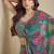 Green chinon silk digital print western suit