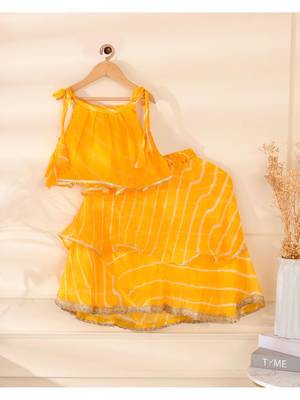 Yellow Leheriya Skirt And Top Set 1