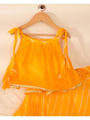 Yellow Leheriya Skirt And Top Set 2