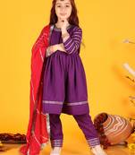 Festive Cotton Anarkali Suit Set with Gota Work 