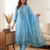Skyblue muga cotton with jamdani weaving work unstitched suit