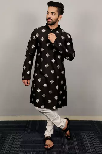 Black traditional men's kurta and Pajama for Mens