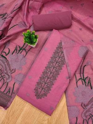 Pink muga cotton with jamdani weaving work unstitched suit 2