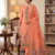 Peach muga cotton with jamdani weaving work suit
