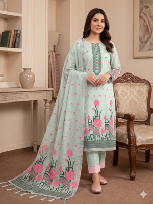 Grey muga cotton with jamdani weaving work unstitched suit 1